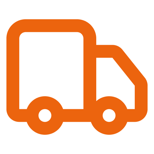 Orange truck icon on black background
