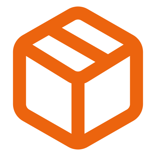 Minimalist orange cube icon