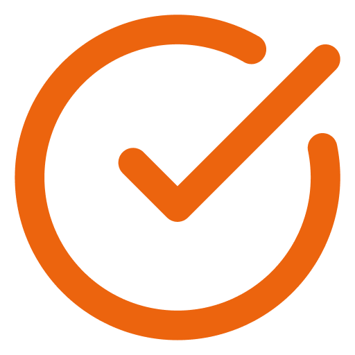 Orange check mark in a circle